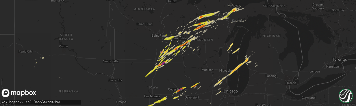 Hail map on April 9, 2017