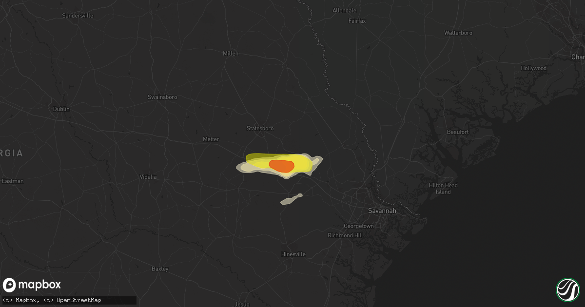 Hail map in Brooklet, GA on April 9, 2019