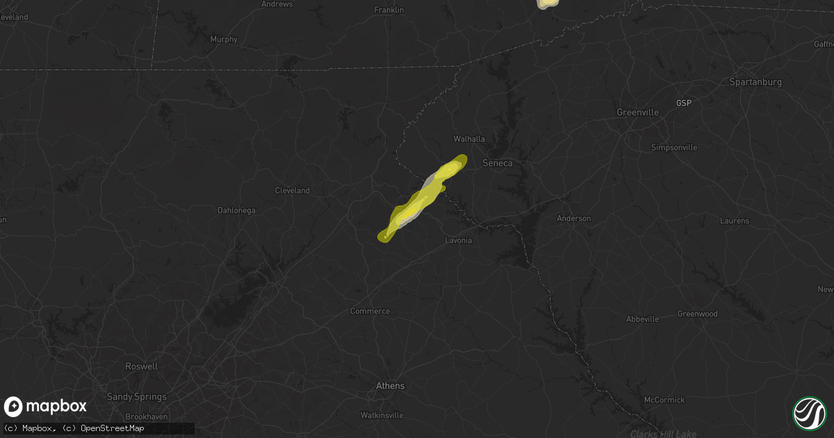 Hail map in Eastanollee, GA on April 9, 2019