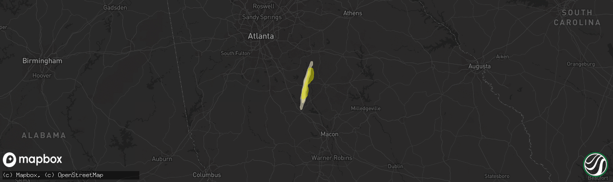 Hail map in Flovilla, GA on April 9, 2019