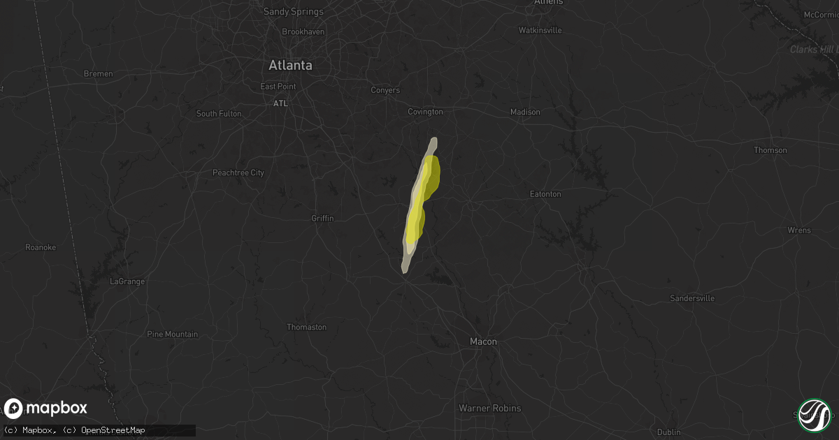 Hail map in Flovilla, GA on April 9, 2019