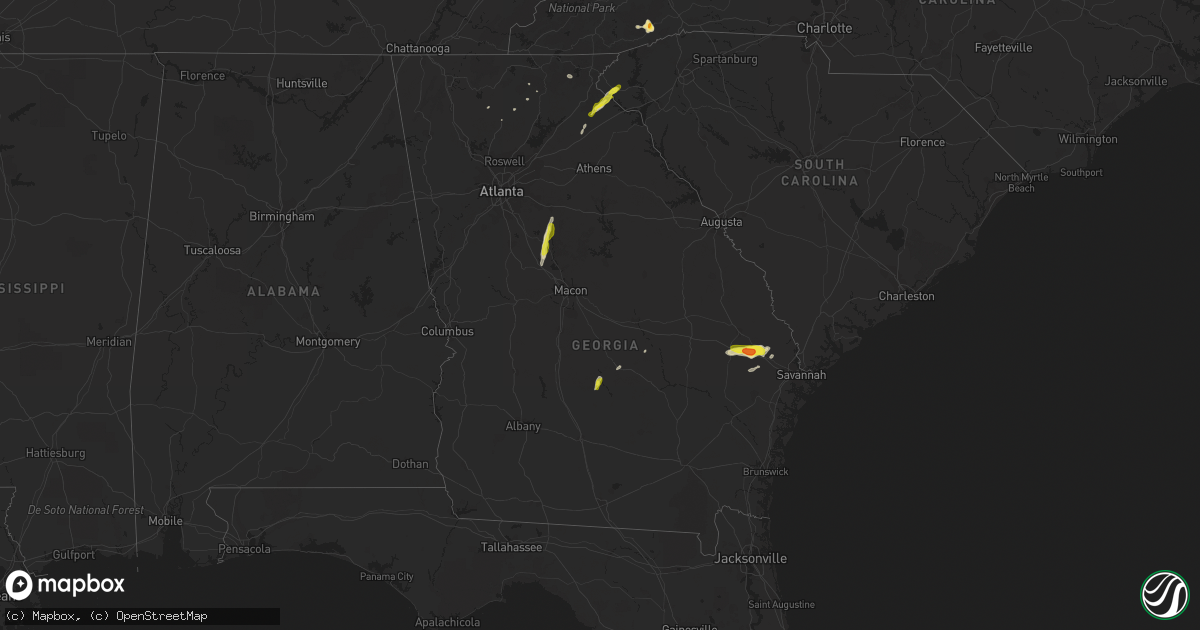 Hail map in Georgia on April 9, 2019