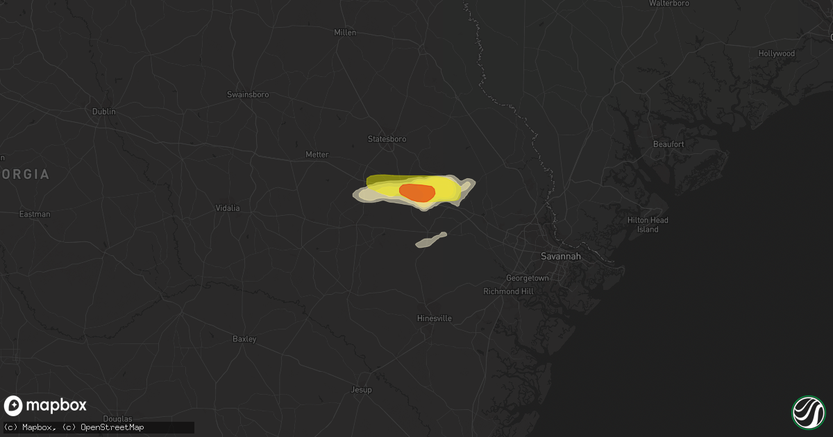Hail map in Pembroke, GA on April 9, 2019