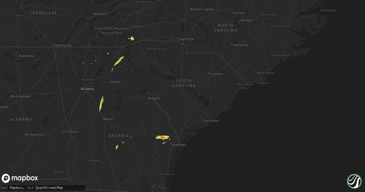Hail map in South Carolina on April 9, 2019