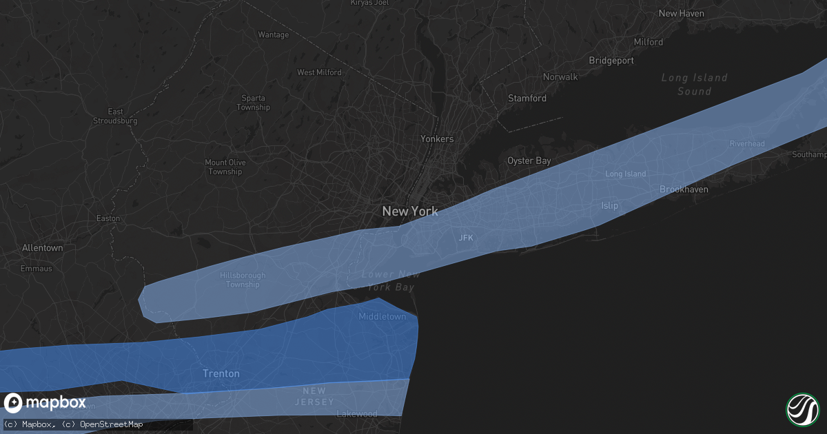 Hail map in Brooklyn, NY on April 9, 2020