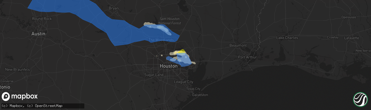 Hail map in Crosby, TX on April 9, 2020