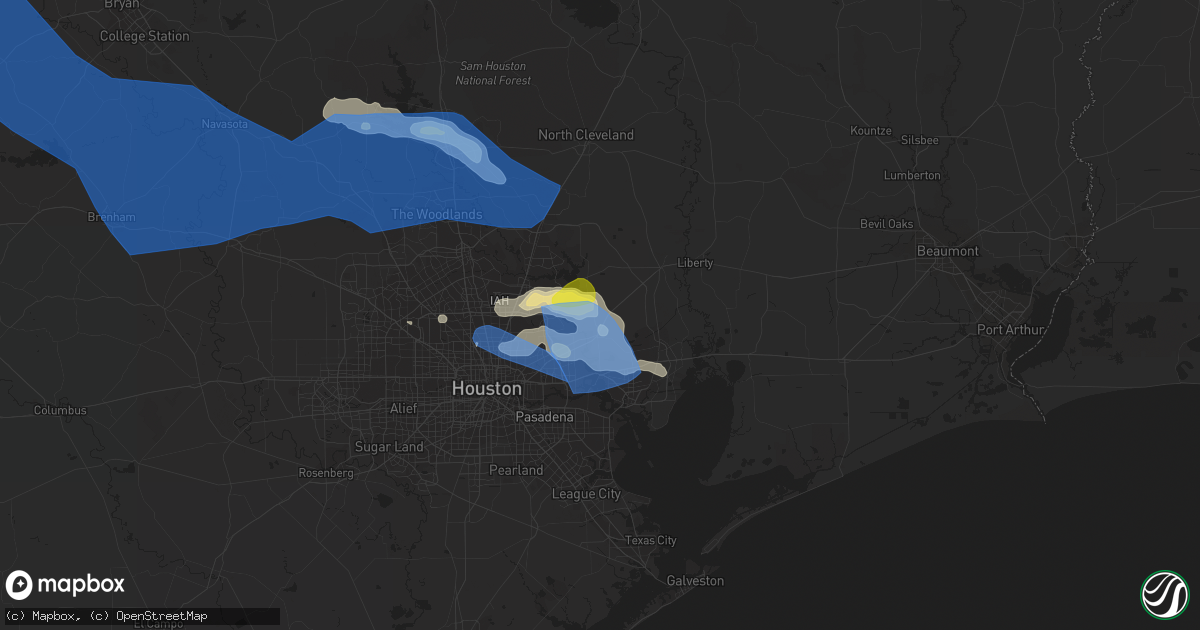 Hail map in Crosby, TX on April 9, 2020