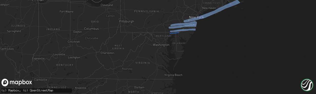 Hail map in Delaware on April 9, 2020