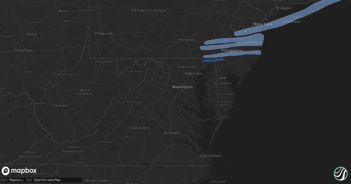 Hail map in Delaware on April 9, 2020
