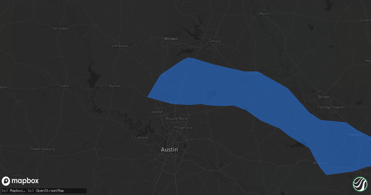 Hail map in Georgetown, TX on April 9, 2020