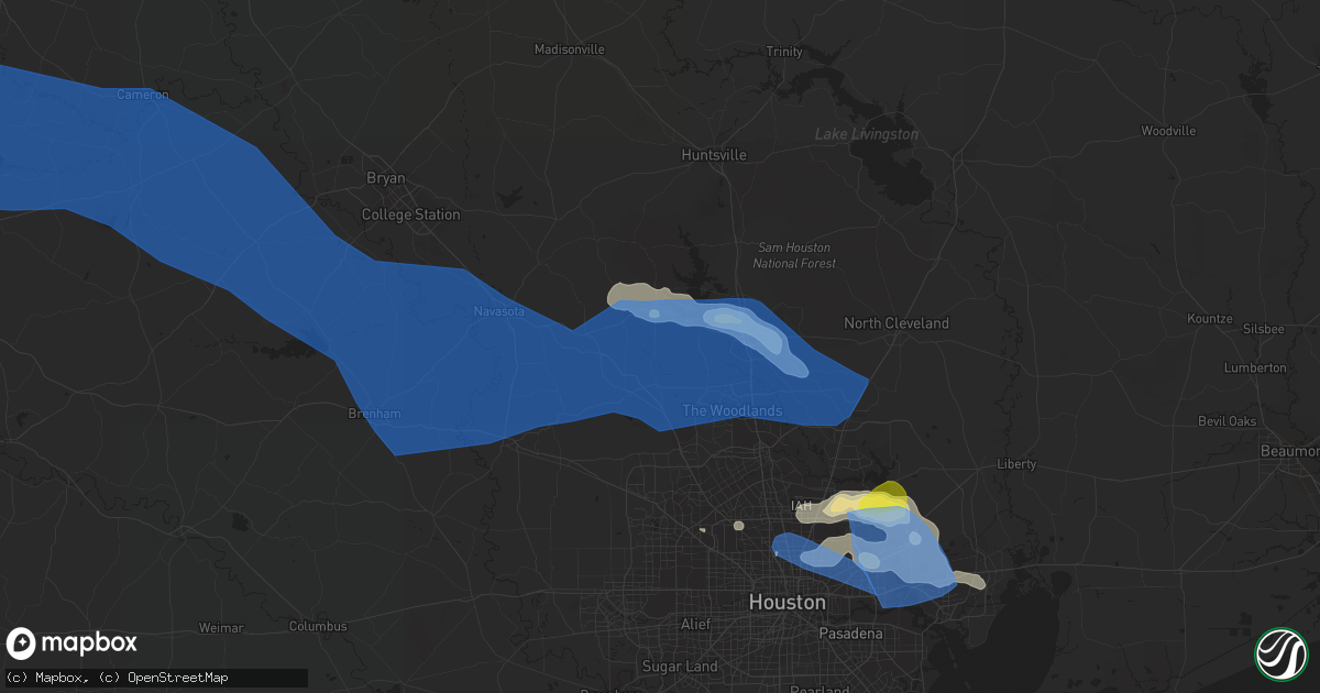 Hail map in Montgomery, TX on April 9, 2020