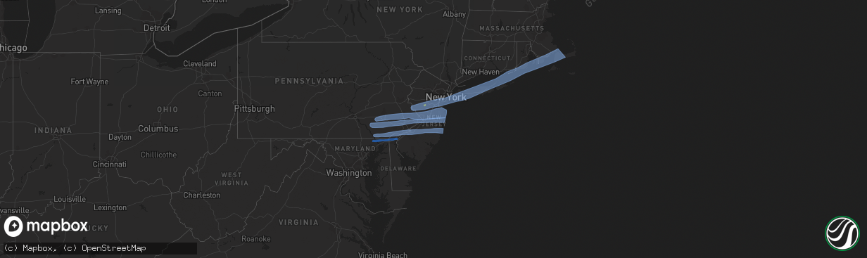 Hail map in New Jersey on April 9, 2020