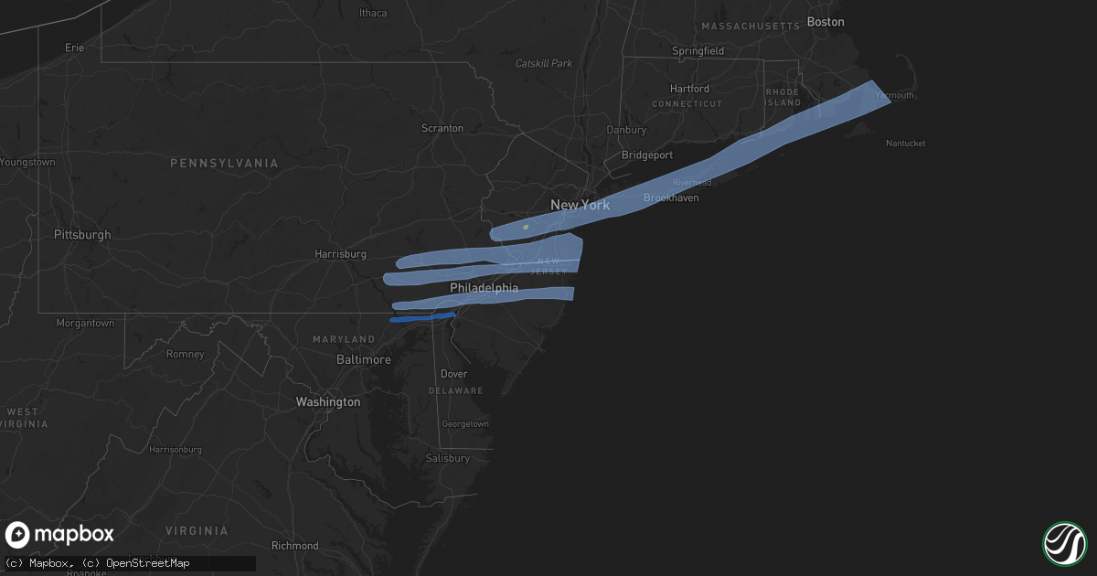 Hail map in New Jersey on April 9, 2020