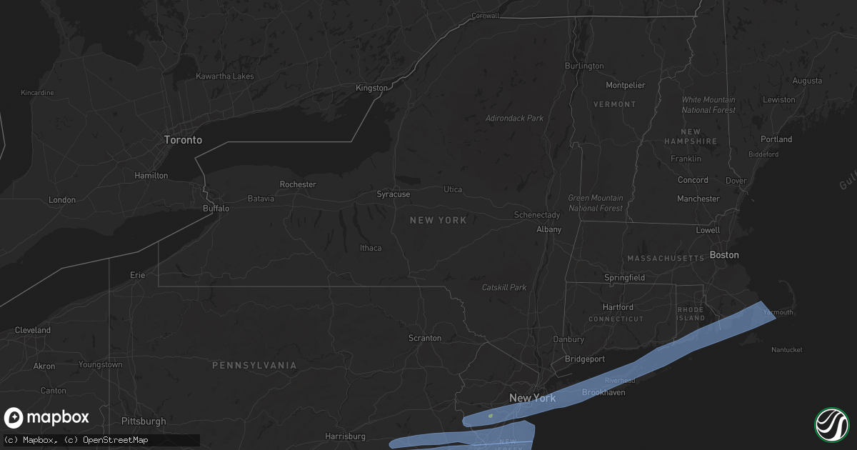 Hail map in New York on April 9, 2020