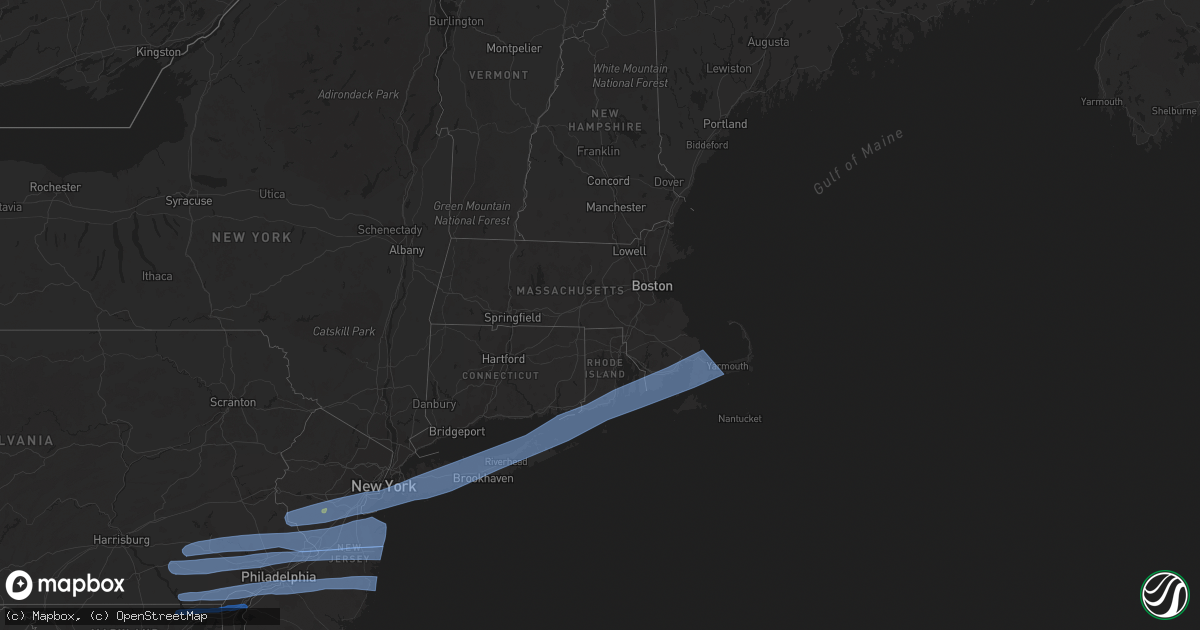 Hail map in Rhode Island on April 9, 2020