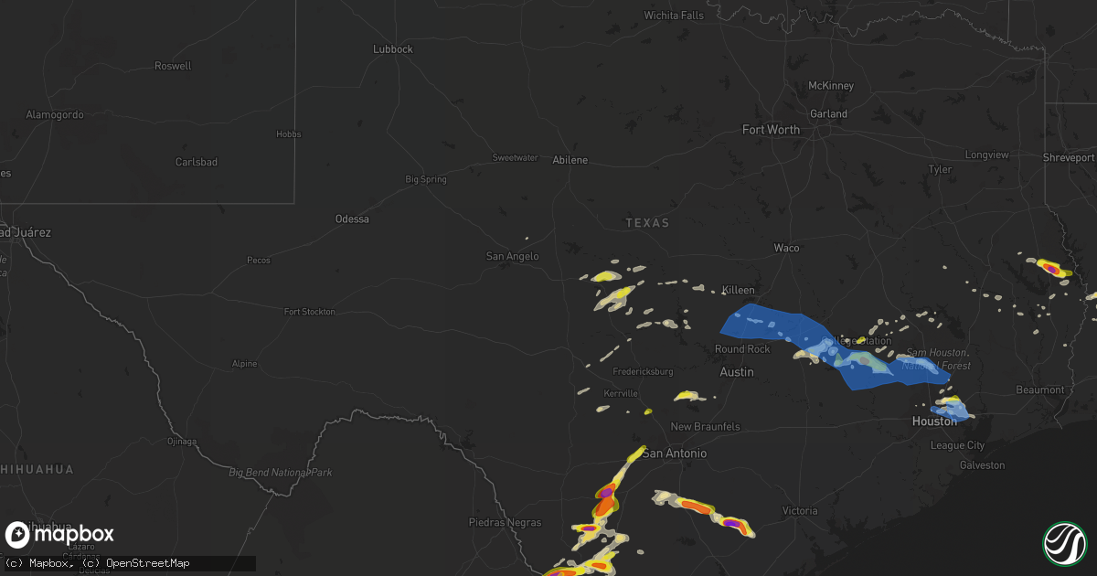 Hail map in Texas on April 9, 2020