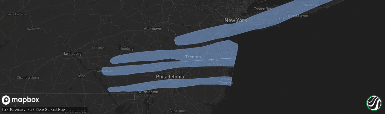 Hail map in Trenton, NJ on April 9, 2020