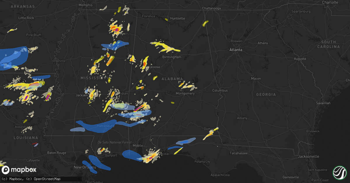 Hail map in Alabama on April 9, 2021