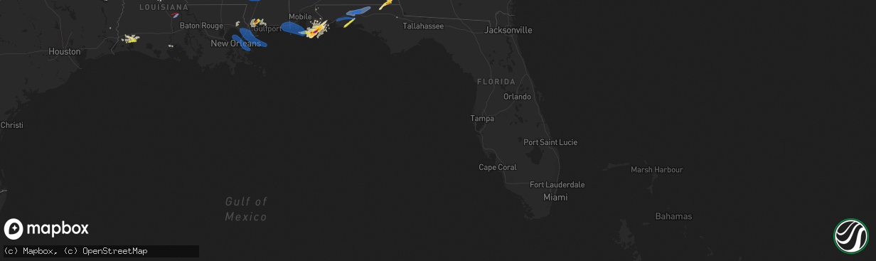 Hail map in Florida on April 9, 2021