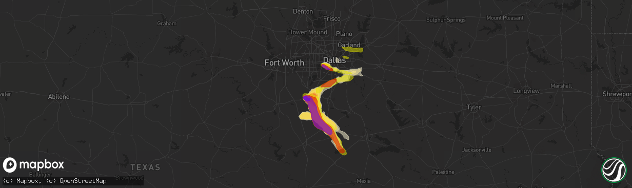 Hail map in Midlothian, TX on April 9, 2021