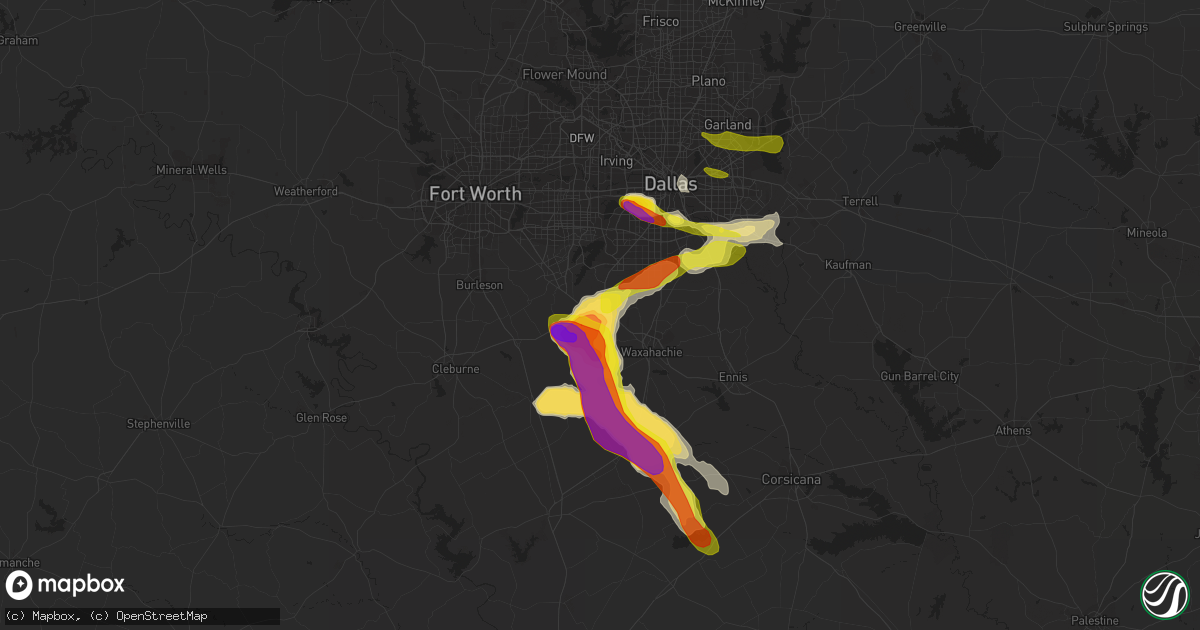 Hail map in Midlothian, TX on April 9, 2021