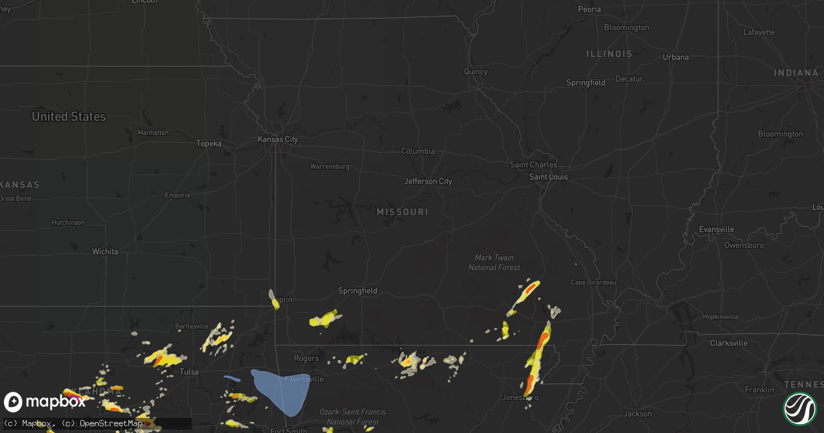 Hail map in Missouri on April 9, 2021