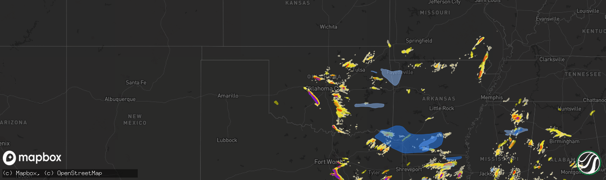 Hail map in Oklahoma on April 9, 2021