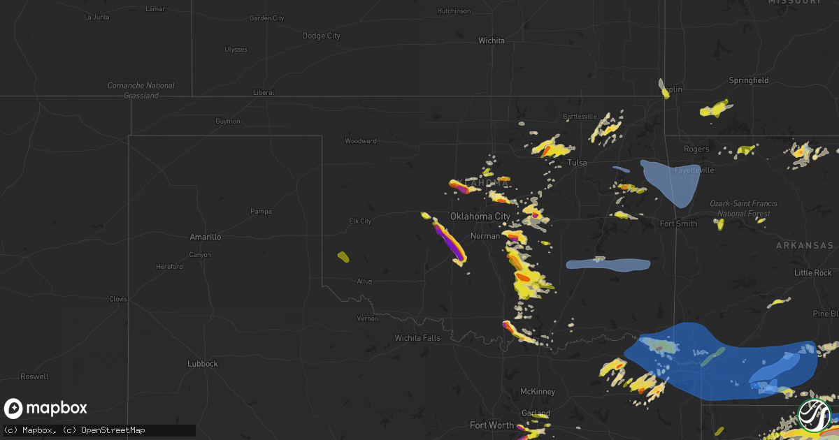 Hail map in Oklahoma on April 9, 2021