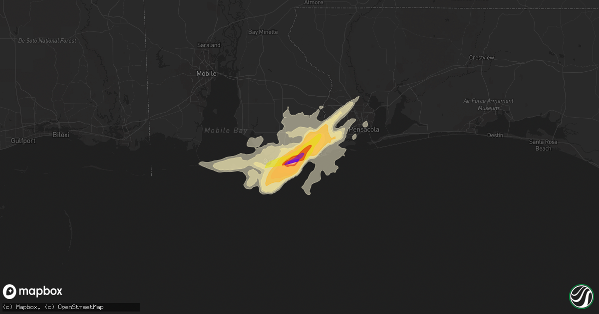 Hail map in Orange Beach, AL on April 9, 2021
