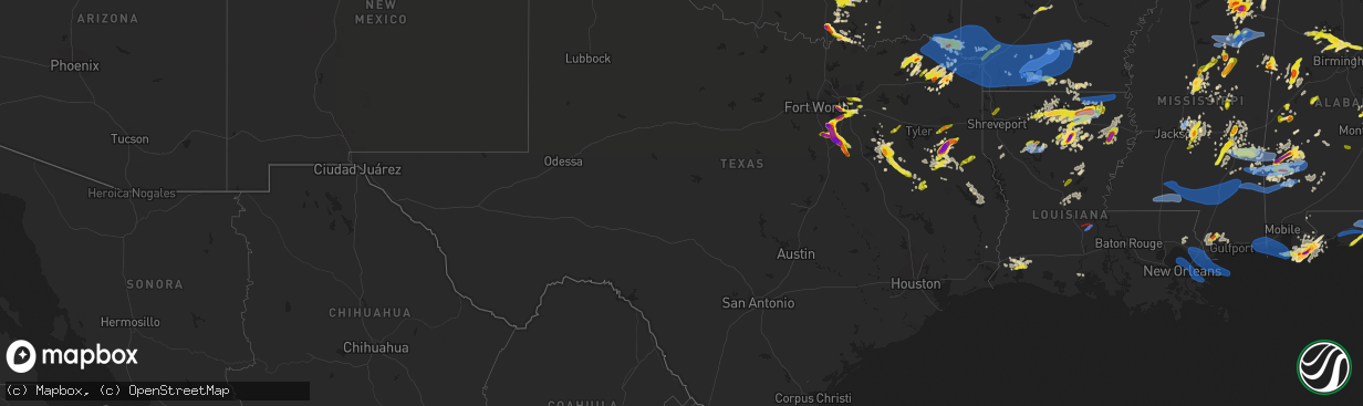 Hail map in Texas on April 9, 2021