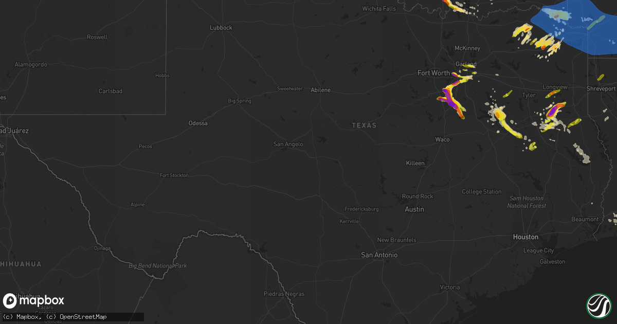 Hail map in Texas on April 9, 2021