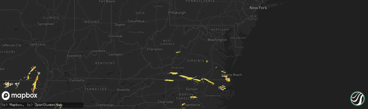 Hail map in Virginia on April 9, 2021