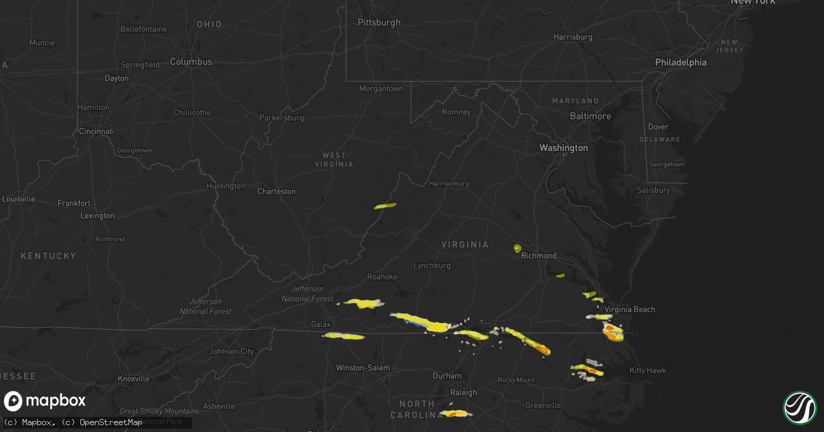 Hail map in Virginia on April 9, 2021