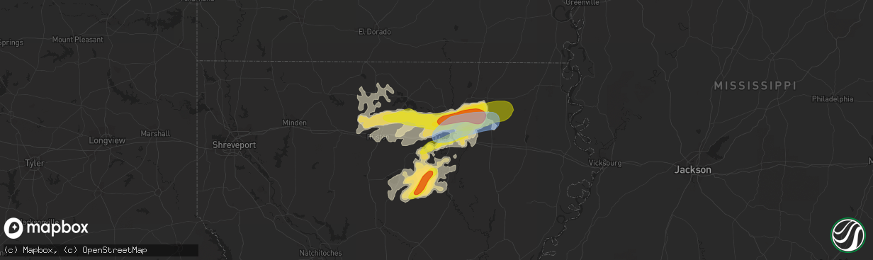 Hail map in West Monroe, LA on April 9, 2021