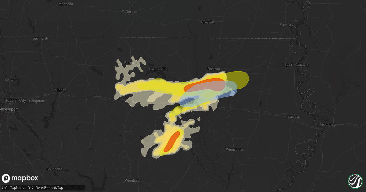 Hail map in West Monroe, LA on April 9, 2021