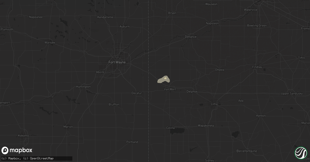 Hail map in Convoy, OH on April 9, 2023