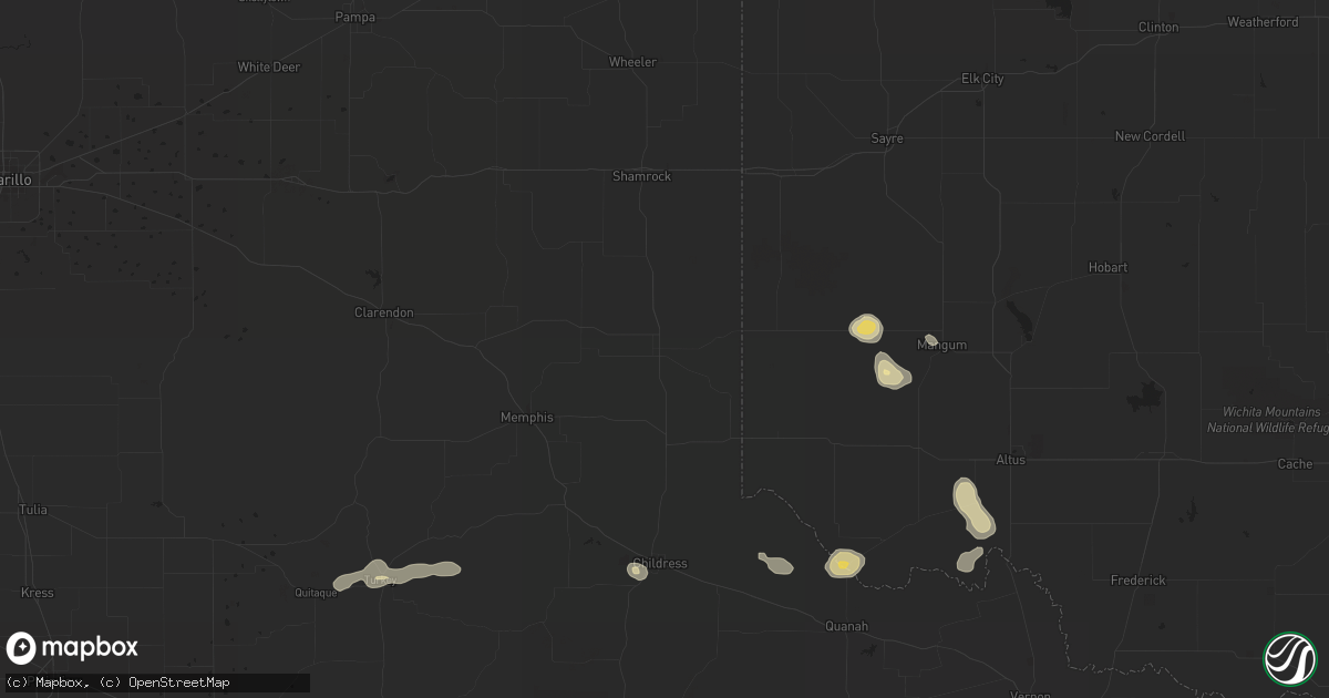 Hail map in Girard, TX on April 9, 2023