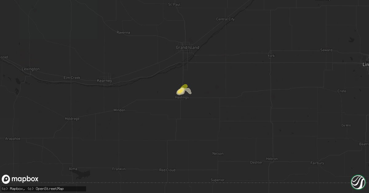 Hail map in Hastings, NE on April 9, 2023