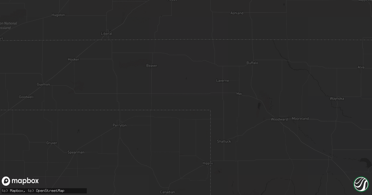 Hail map in Mangum, OK on April 9, 2023