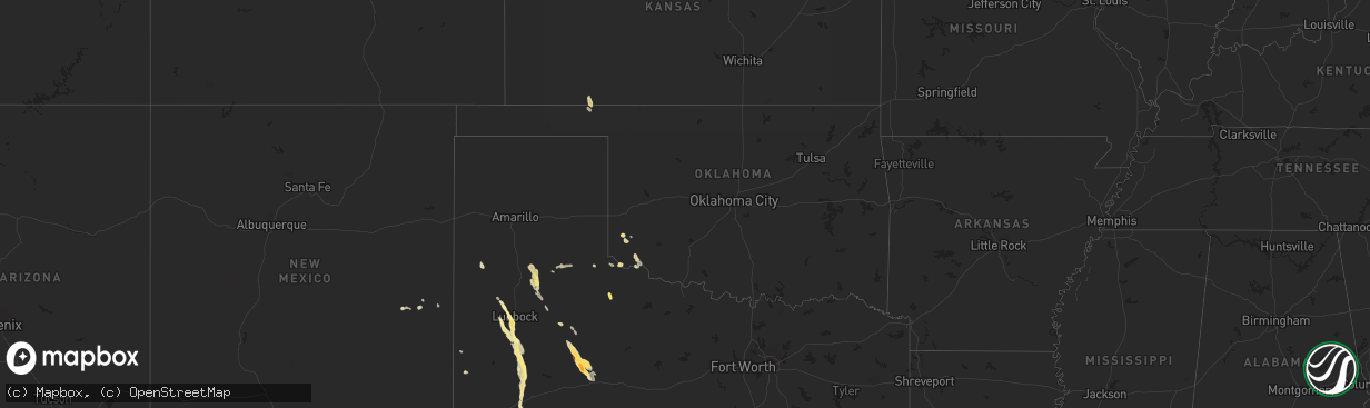 Hail map in Oklahoma on April 9, 2023