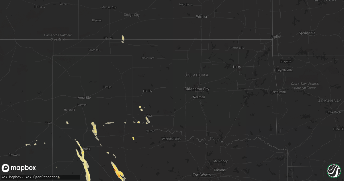 Hail map in Oklahoma on April 9, 2023