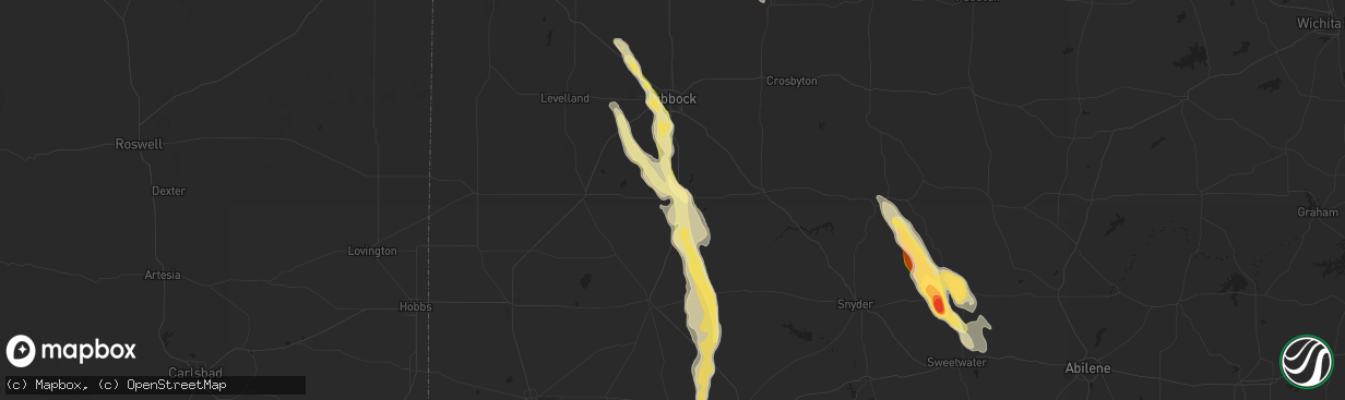 Hail map in Tahoka, TX on April 9, 2023