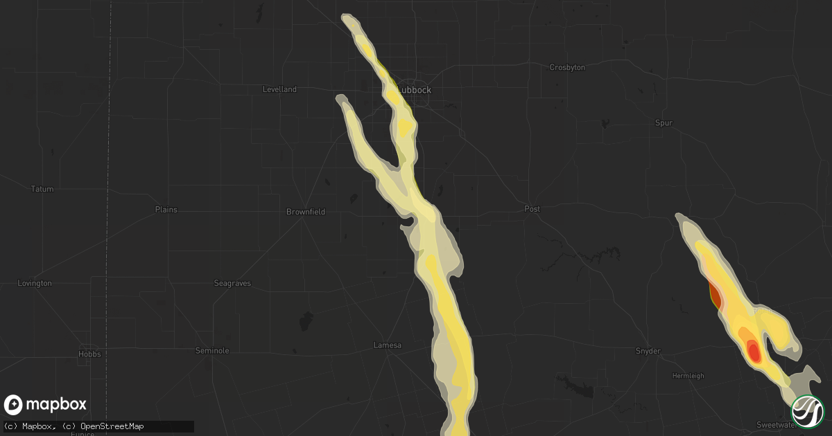 Hail map in Tahoka, TX on April 9, 2023