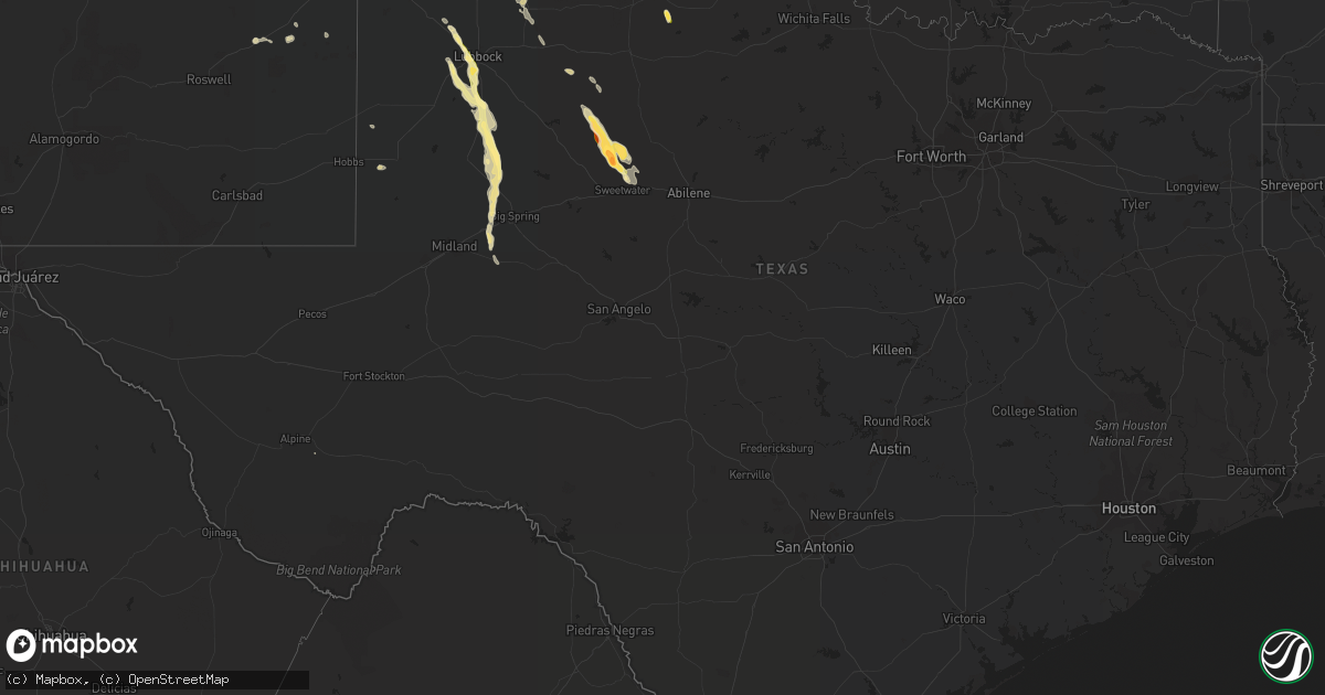 Hail map in Texas on April 9, 2023