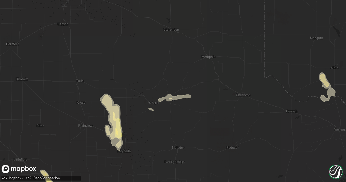 Hail map in Turkey, TX on April 9, 2023