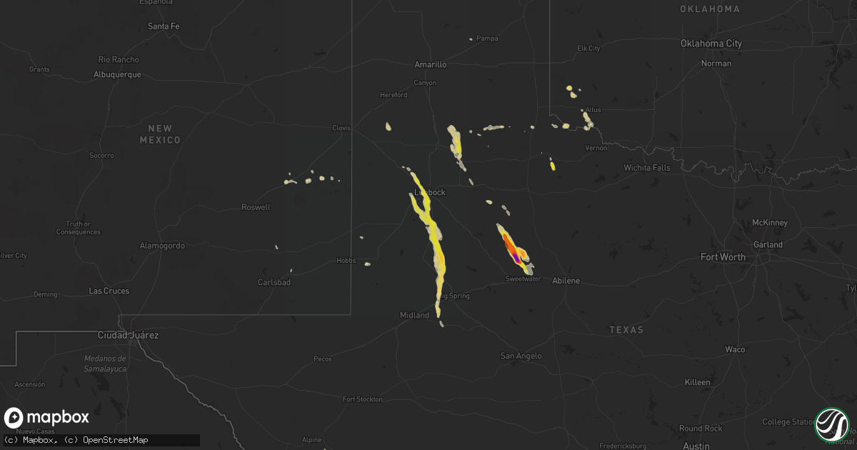 Hail map on April 9, 2023