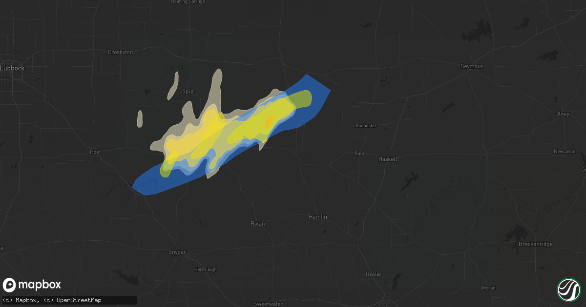Hail map in Aspermont, TX on April 9, 2024