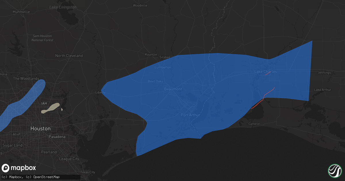 Hail map in Beaumont, TX on April 9, 2024