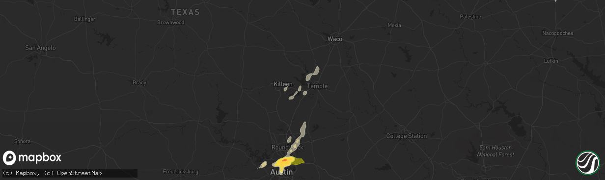 Hail map in Belton, TX on April 9, 2024