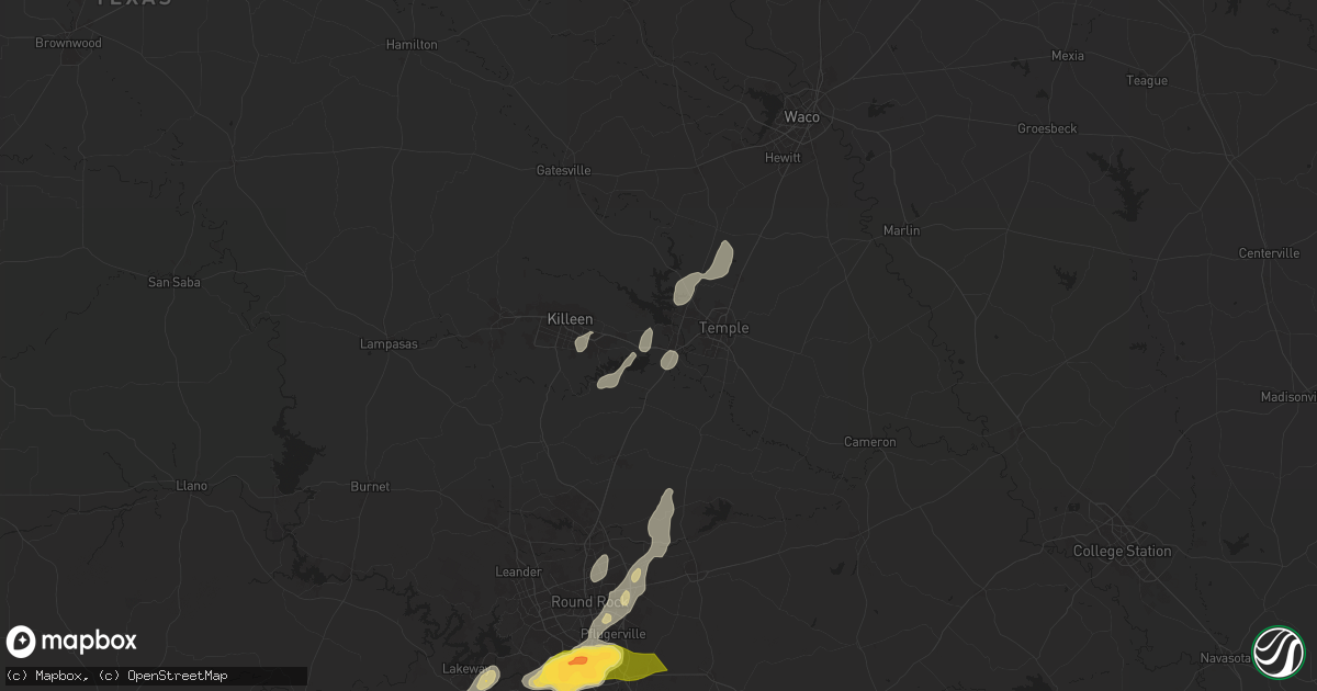 Hail map in Belton, TX on April 9, 2024